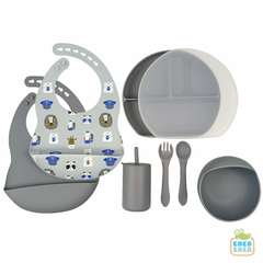 Baby Silicone Feeding Set - Gray Safari