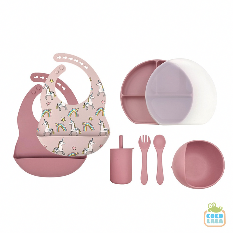 Baby Silicone Feeding Set - Rose Unicorns