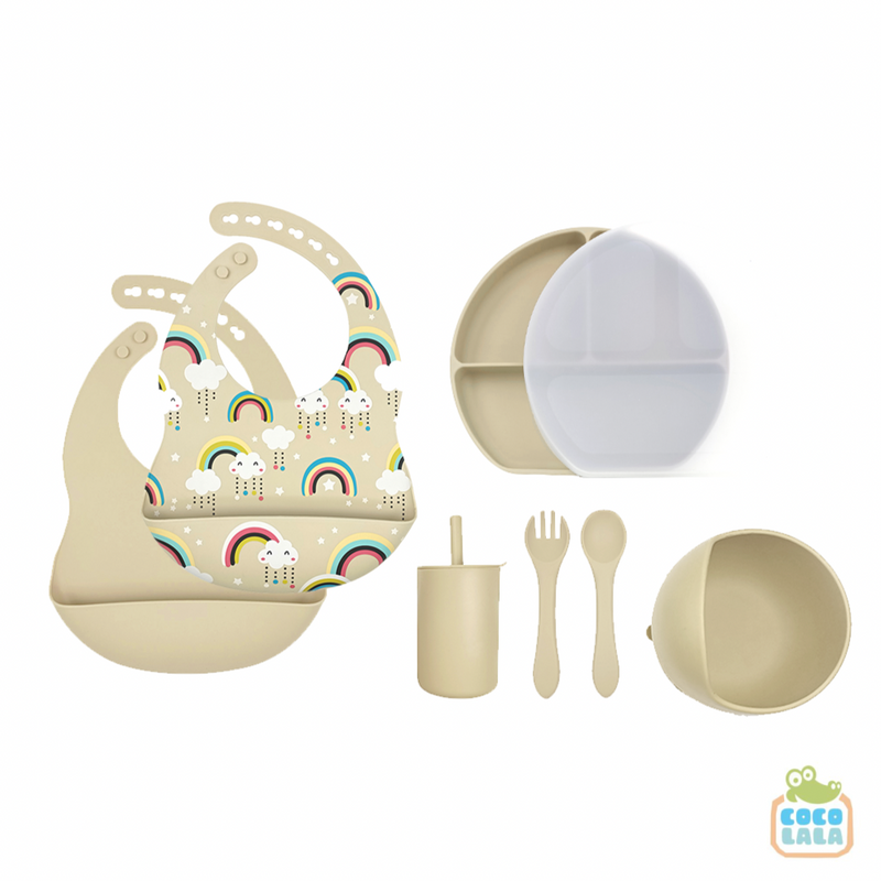 Baby Silicone Feeding Set - Rainbow Cream