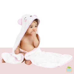 Snuggabear Bamboo Hooded Towel w/ Wash Cloth (Pink) *Personalization Available*
