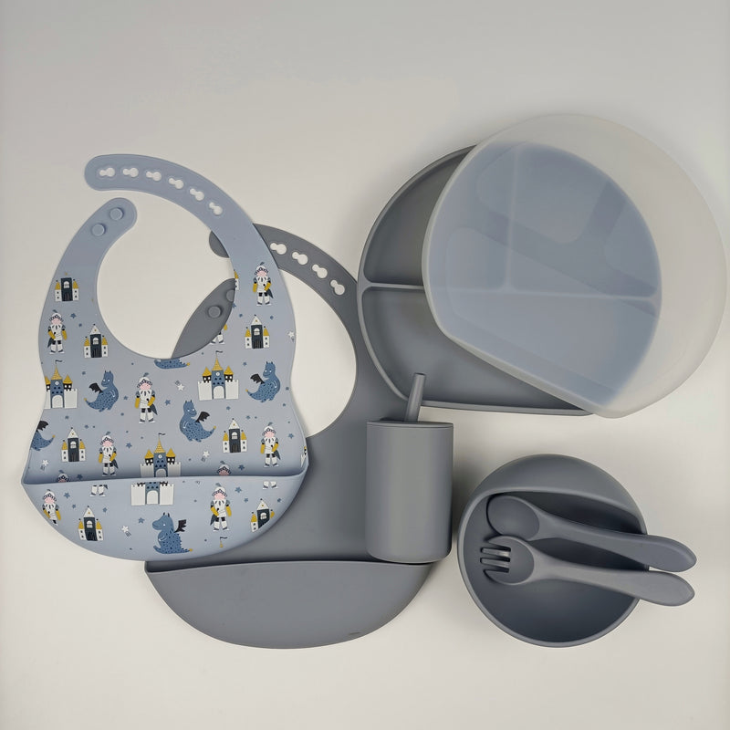 Baby Silicone Feeding Set - Gray Knights